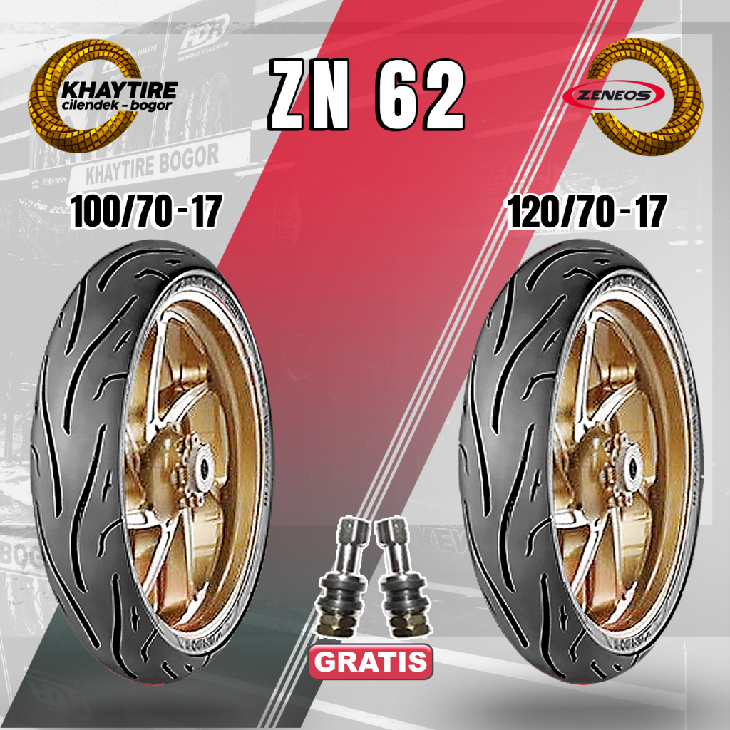 Sepasang Ban Motor 𝗦𝗣𝗢𝗥𝗧 - 𝗦𝗨𝗣𝗘𝗥𝗠𝗢𝗧𝗢 ZENEOS ZN62 100/70-17 dan 120/70-17 Tubeless