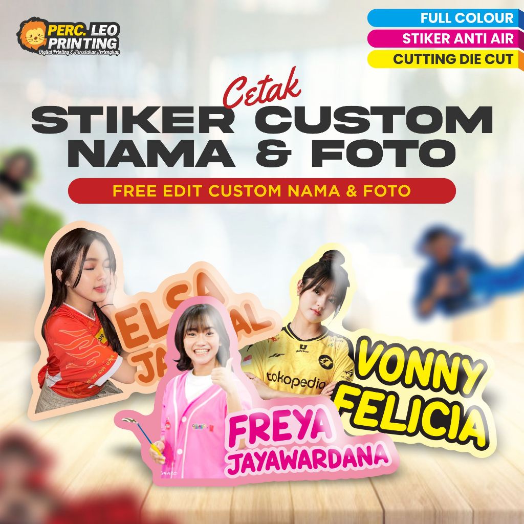 

Cetak STIKER NAMA & FOTO Custom ukuran 6x9 FREE EDIT TANPA MINIMAL ORDER