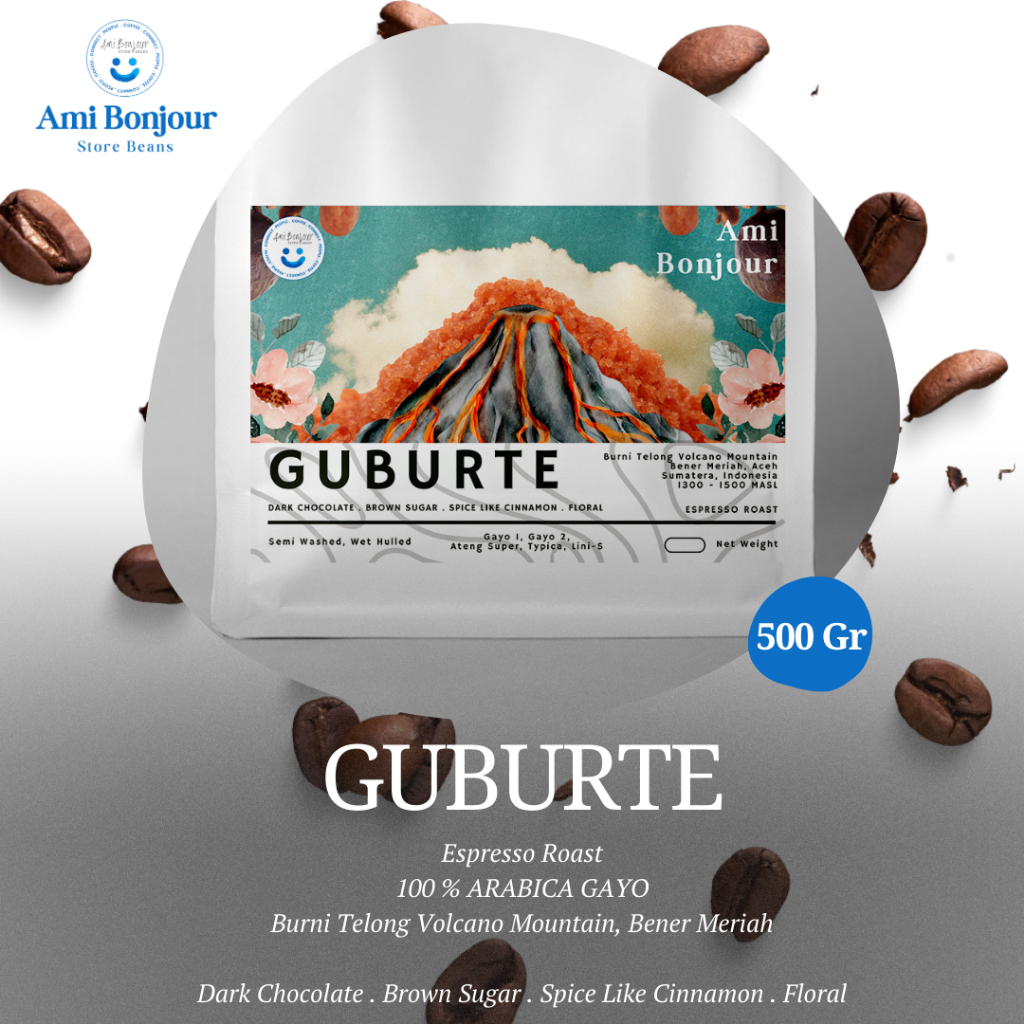 

Ami Bonjour - Guburte - Biji Kopi Espresso Roast Coffee Bean - Kopi Arabica Gayo - 500 Gram
