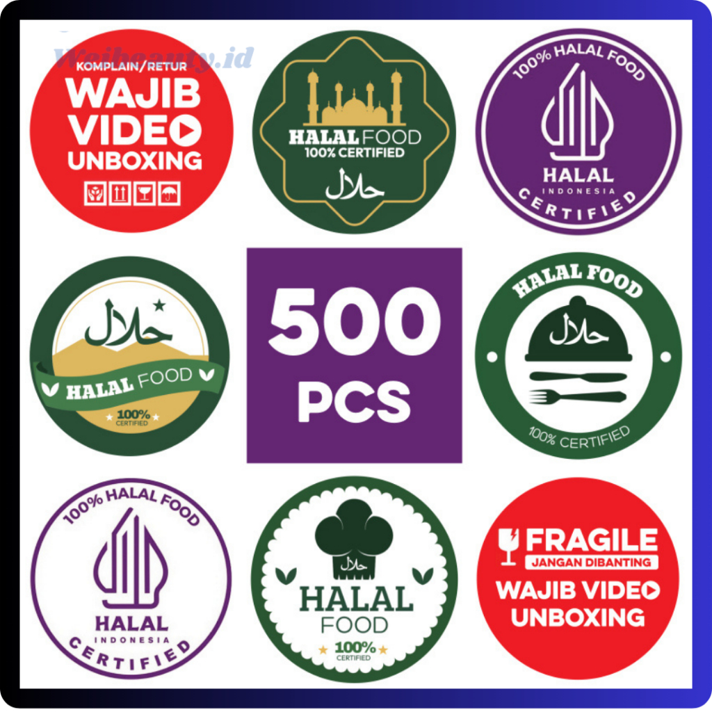 

Stiker Roll Label Kotak Makan Botol Minum 1 Roll 500 Pcs Halal Food Video Unboxing Fragile ST001