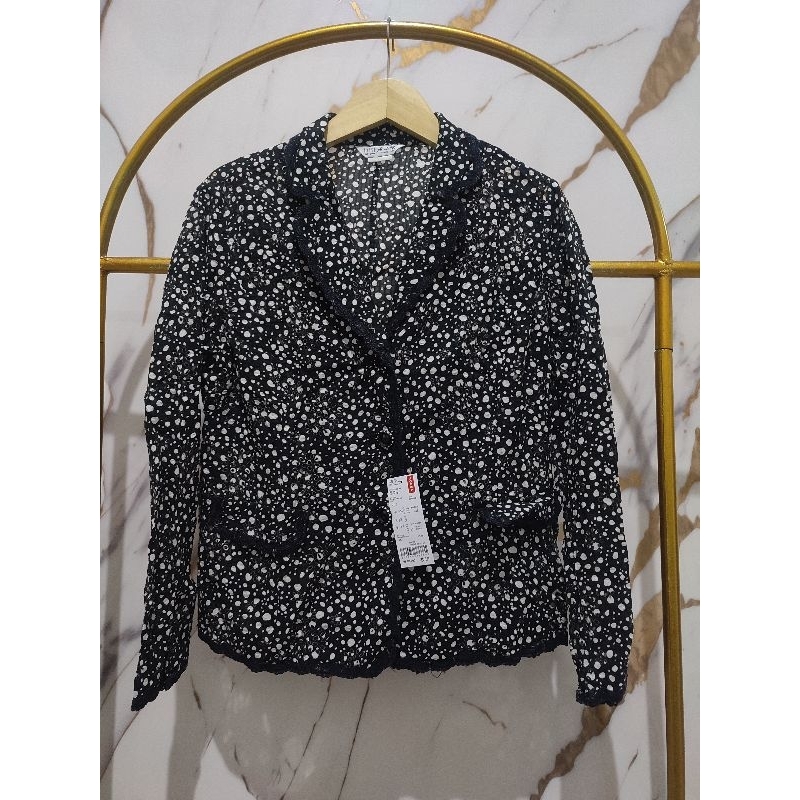 Blazer full brukat katbol bunga hitam putih brand YS LD106-108