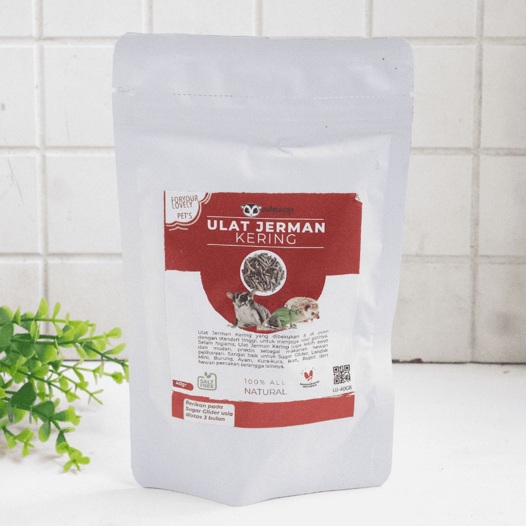 ADEWAP GLIDER Ulat Jerman Kering Dried Super Worm Cemilan Sugar Glider - 40gr