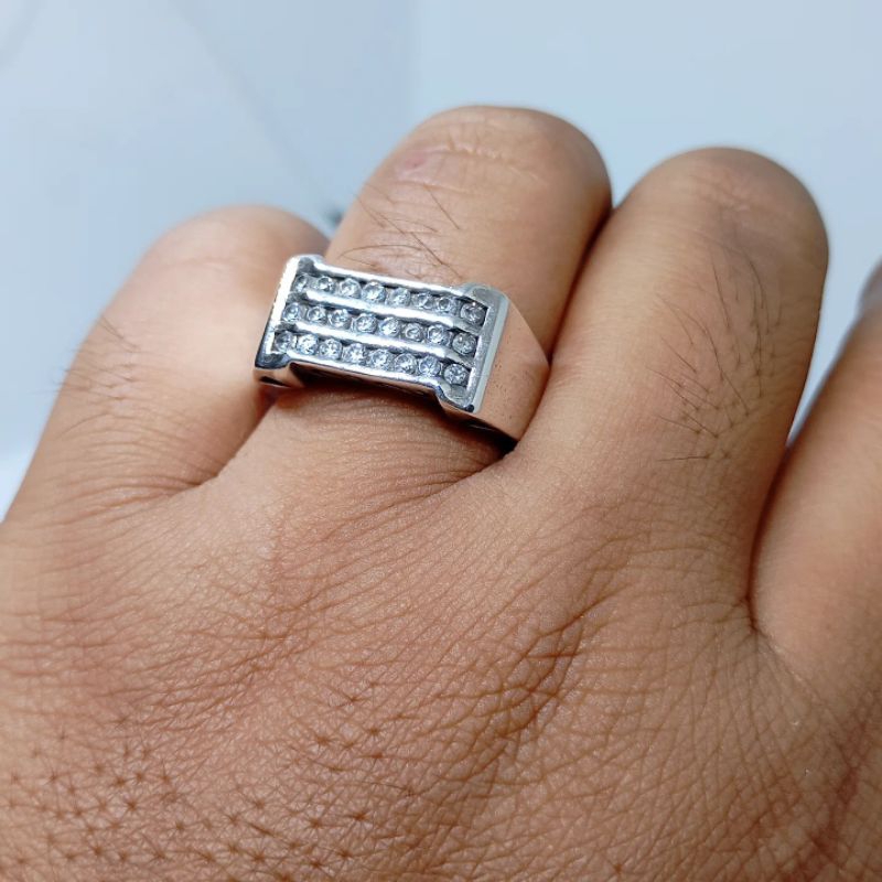 Cincin Ring Pria Stempel Perak Silver 925