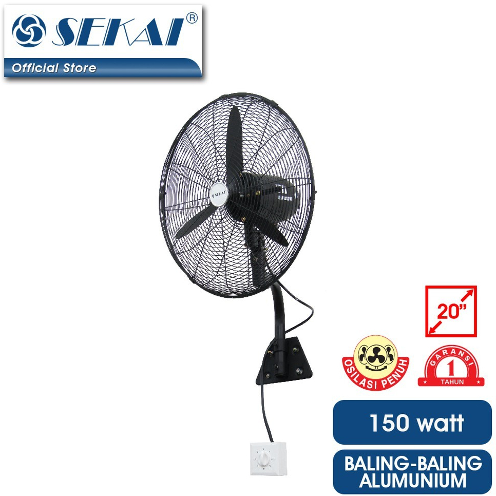 Sekai IWF2038 Kipas Angin Dinding Tembok Industrial Tornado Besi 20 inch - FREE ONGKIR Jabodetabek