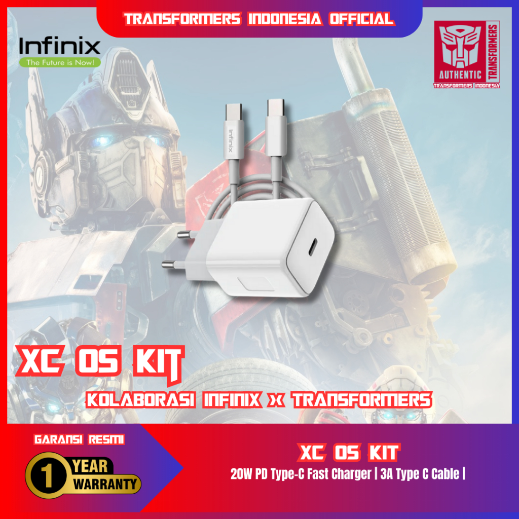 TRANSFORMERS x INFINIX XC05 Charger Kit - 20W Fast Charging Adaptor with 3A Type-C to C Cable