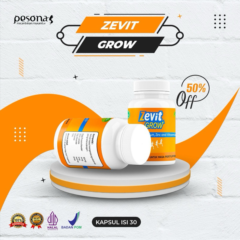 (VIRAL) ZEVIT GROW -  PENINGGI BADAN / SUPLEMEN PENINGGI BADAN / PENINGGI ANAK ANAK DAN DEWASA