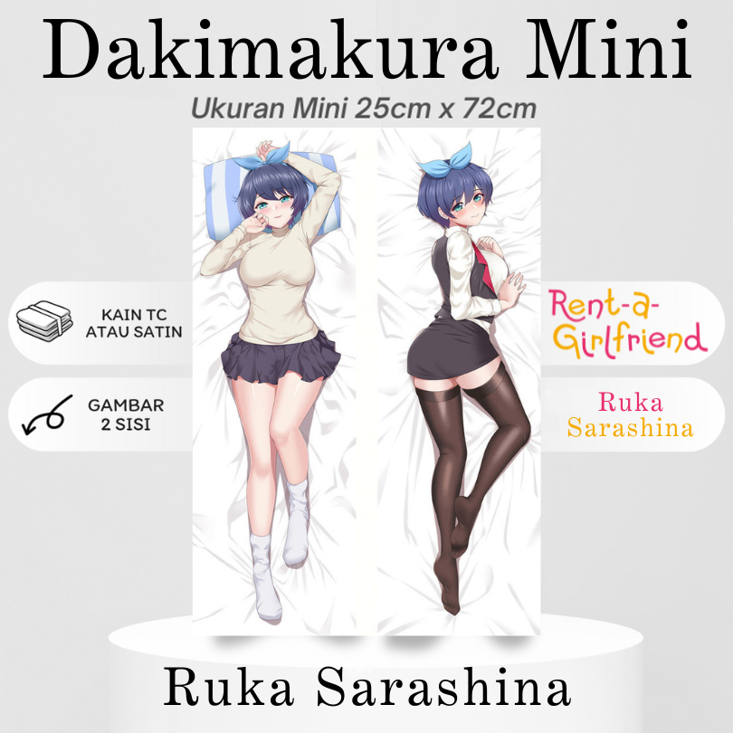 DAKIMAKURA MINI RUKA SARASHINA Rent a Girlfriend Bantal Anime Waifu Mini Kanojo, Okarishimasu