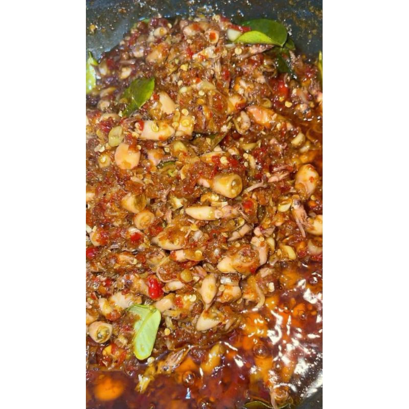 

sambal cumi sachet sekali makan pedas dan fresh