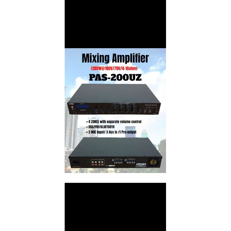 Amplifier 4 zones VPK PAS-200UZ Original  200 watt -- 100v / 70v / 4 - 16ohm