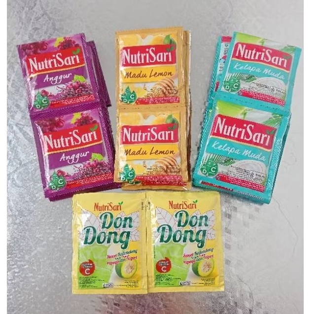 

Nutrisari Anggur, Dondong, Kelapa muda, Madu lemon. Nutrisari 1 sachet