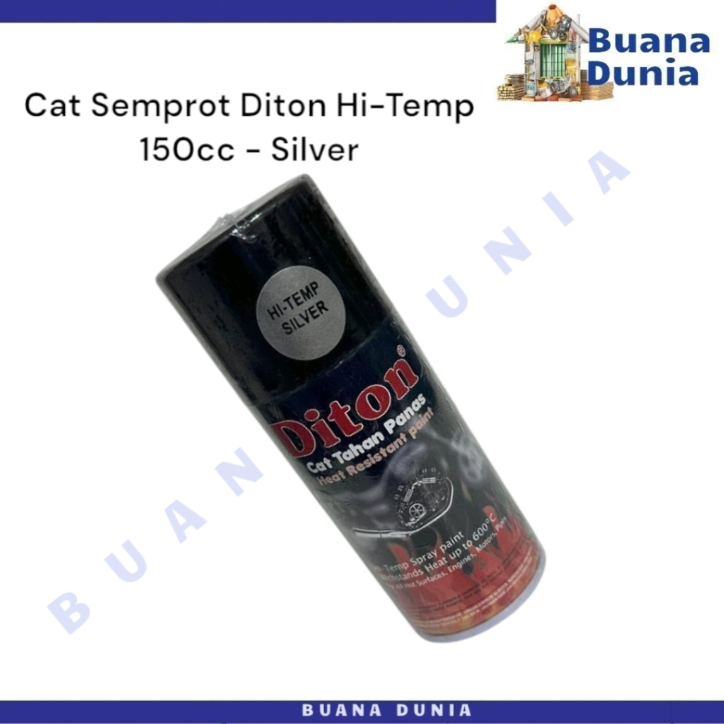 Pilox DITON HI-TEMP SILVER 150cc | Pilok Cat Semprot 150ml Anti Panas | Pylox Spray Paint | Pewarna 