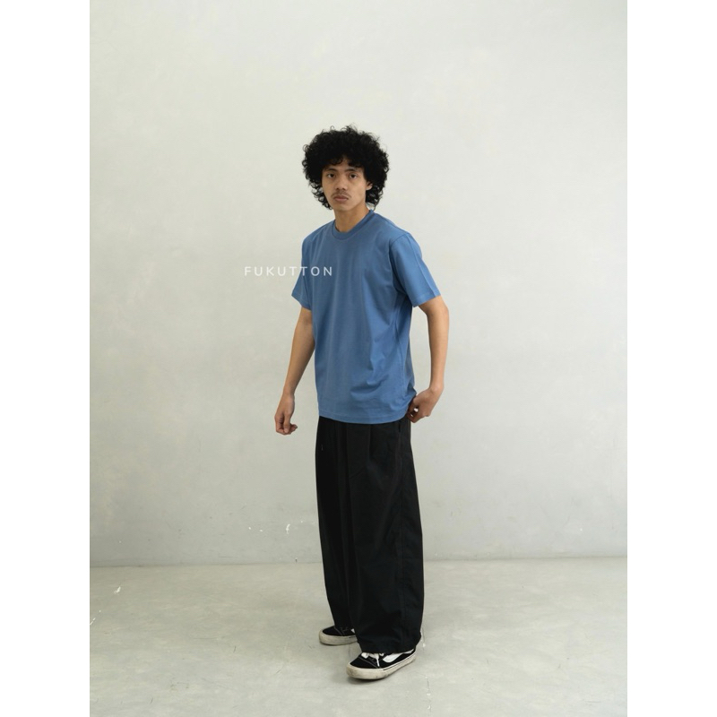 Kaos polos pria - t-shirt denim blue / biru denim