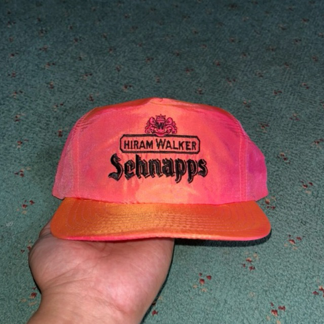 Vintage HIRAM WALKER SCHNAPPS SnapBack Nylon Hat Cap