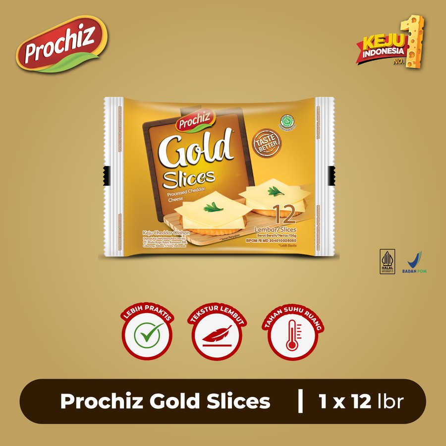 

Keju Prochiz Gold Slices 12 Lembar