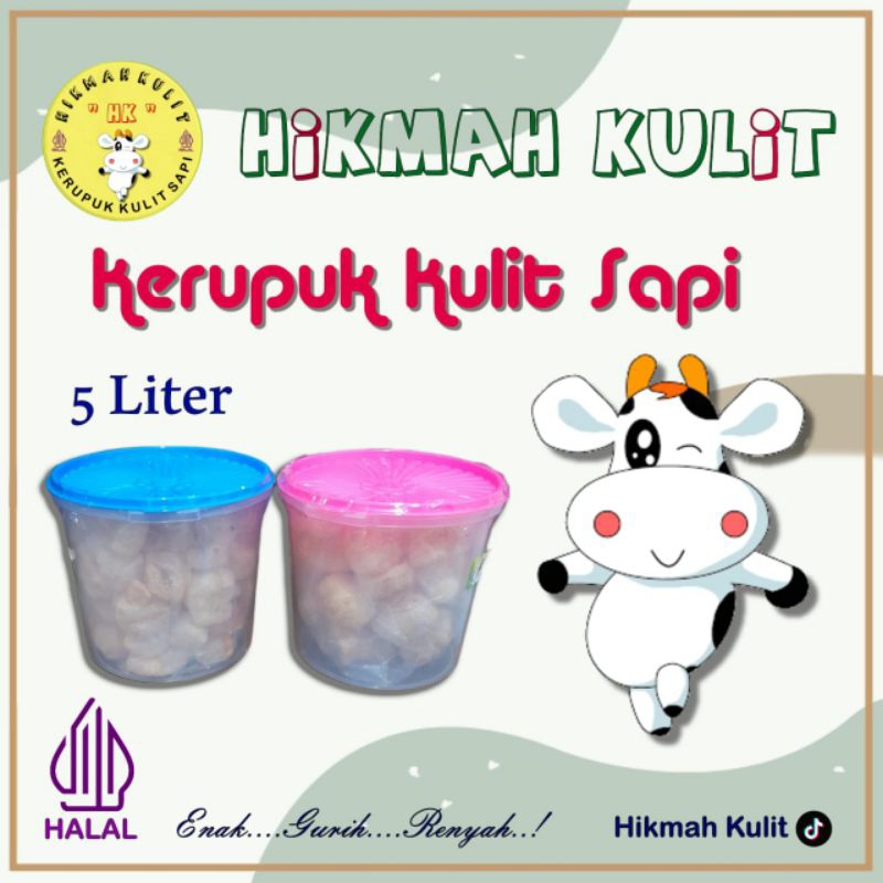 

HIKMAH - kerupuk kulit sapi original 5 liter 2 toples / snack cemilan gurih renyah