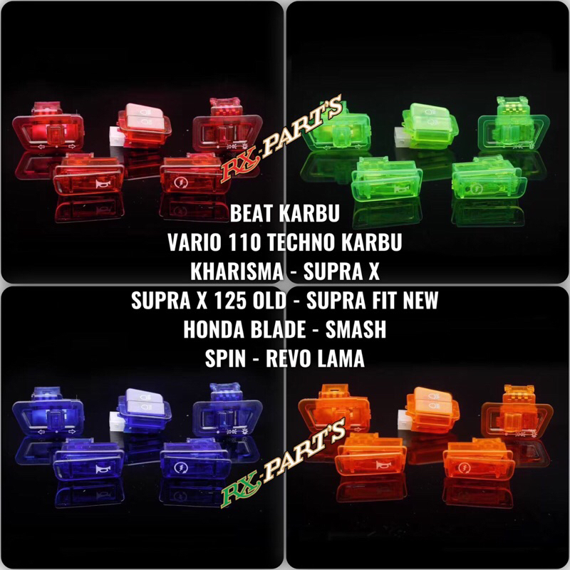 TOMBOL SAKLAR TRANSPARAN BEAT KARBU - KHARISMA - VARIO 110 TECHNO KARBU - SUPRA X - SUPRA X 125 OLD 