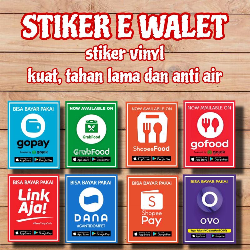 

STIKER E-WALLET PREMIUM - bahan vinyl glossy awet dan tahan air