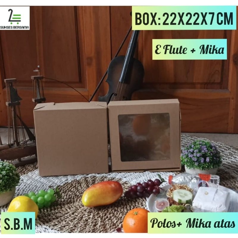 

Box 22x22x7 cm Window (E-FLUTE)/Kotak Nasi/hampers/boxnasi/kotaknasi