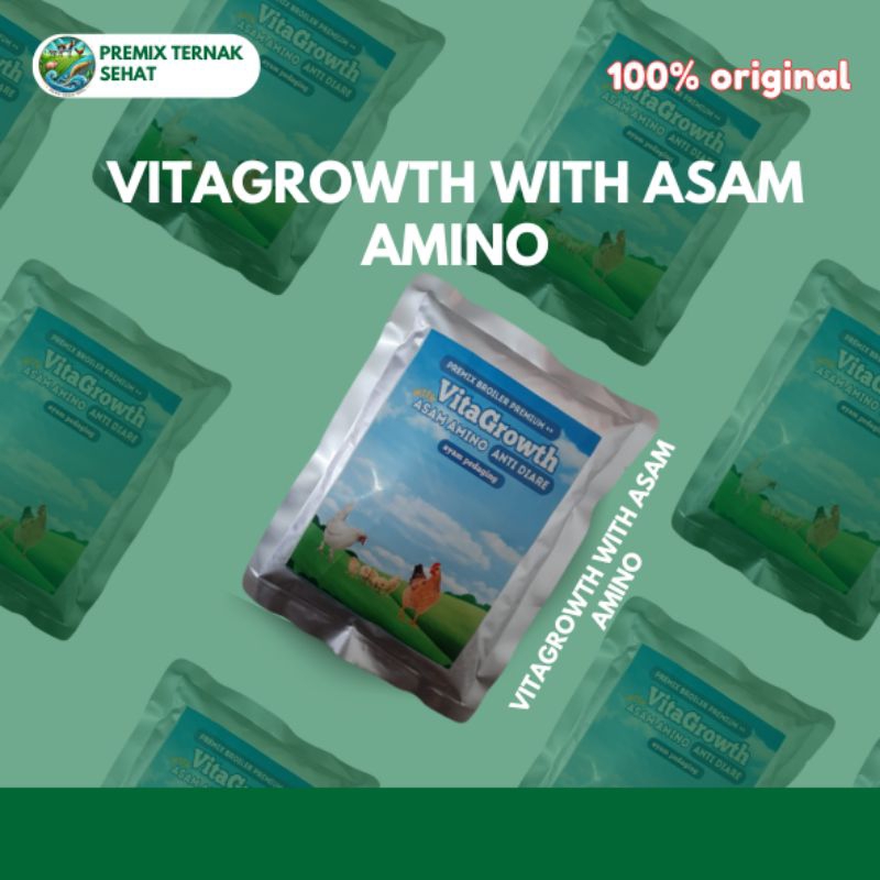 PREMIX BROILER Vitagrowth With Asam Amino 500g---Sebagai Anti Diare untuk Ayam Pedaging, Booster Aya