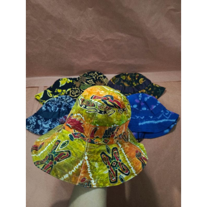 TOPI CAPING BULAT BATIK PERCA, TOPI BATIK JOGJA , TOPI PEMULUNG BATIK PERCA
