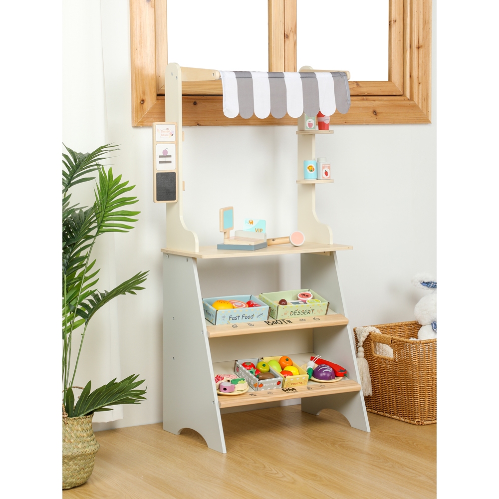 Convenience Store Wooden Toy mainan edukasi kayu play pretend toko buah sayur kasir anak