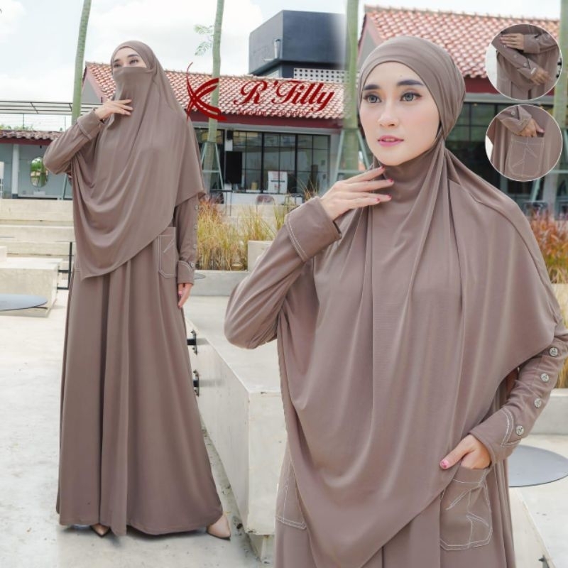SABILA GAMIS ONE SET HIJAB JERSEY TERBARU  RFILLY