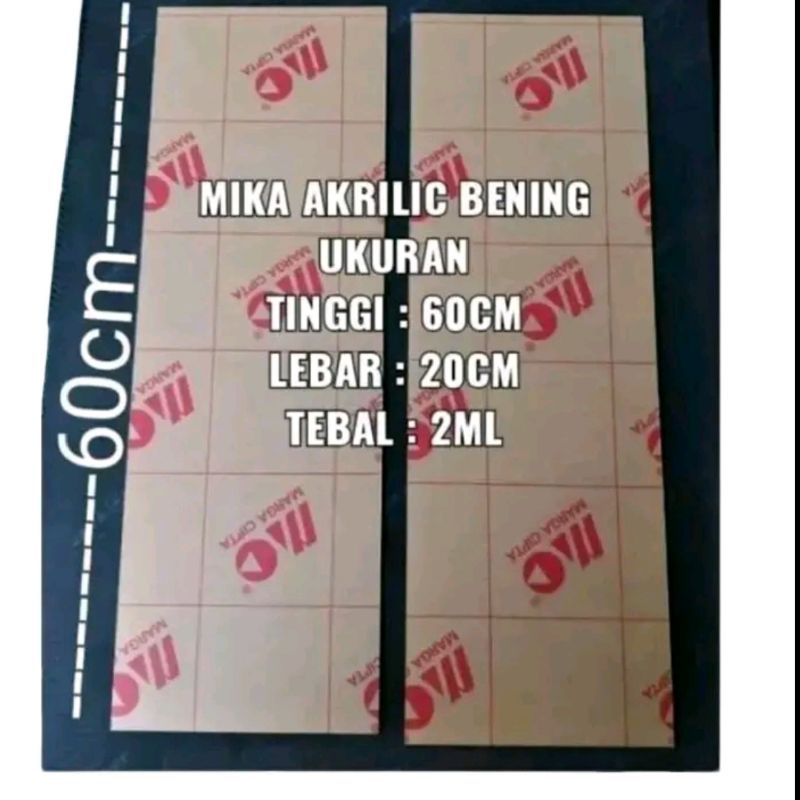 

Mica Acrylic Bening Lembaran Panjang 60cm Lebar 20cm Tebal 2ml Peralatan