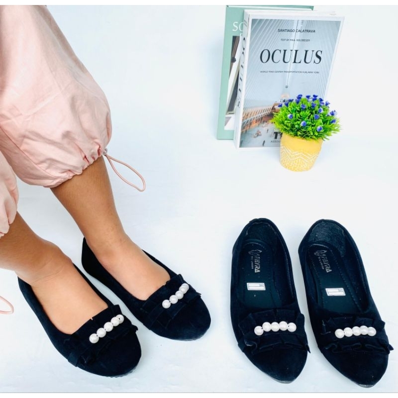 Sepatu Balet Couple Ibu dan Anak Rempel Mutiara Flatshoes Anak Cewek Sol Karet Terbaru Trendy Kekini