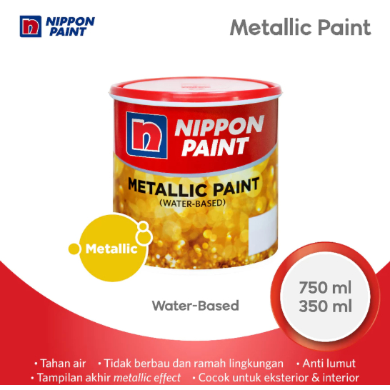 CAT EMAS METALIK METALIC METALLIC PAINT NIPPON PAINT BUSA SPON ATI KAYU BESI TEMBOK PLAFON