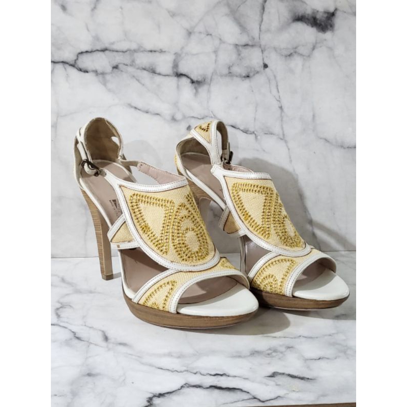 Salvatore Ferragamo Canvas & Leather Moputo Heels