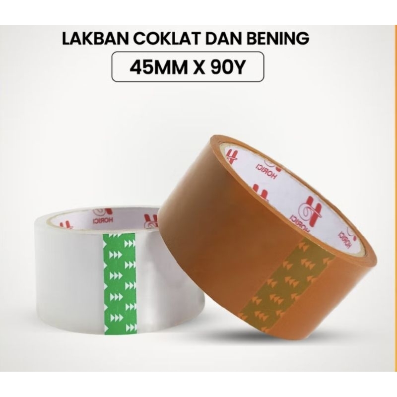

LAKBAN SUPER CLEAR 45mmx90Y 45mmx50YLAKBAN BENING DAN COKLAT HORICI TAPE ISOLAS