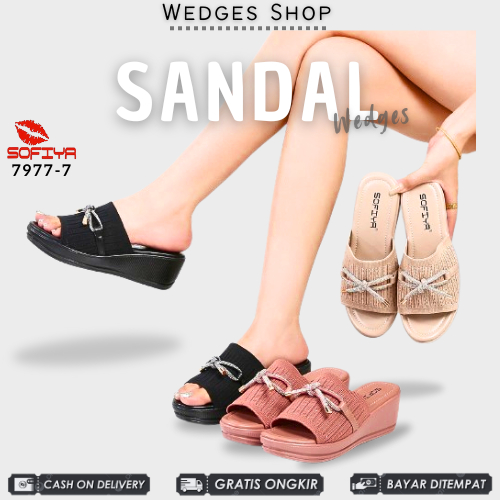 SOFIYA 7977-7 Sandal Wedges Sofiya Import Sandal Wedges Wanita Sofiya Rajut Import Kekinia 2025