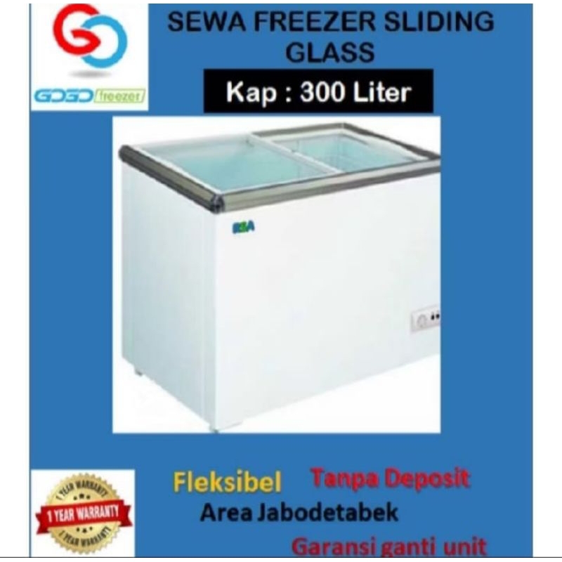 Sewa Freezer Kaca Kap 300 Liter untuk 3 Bulan PLUS FREE 1 Bulan