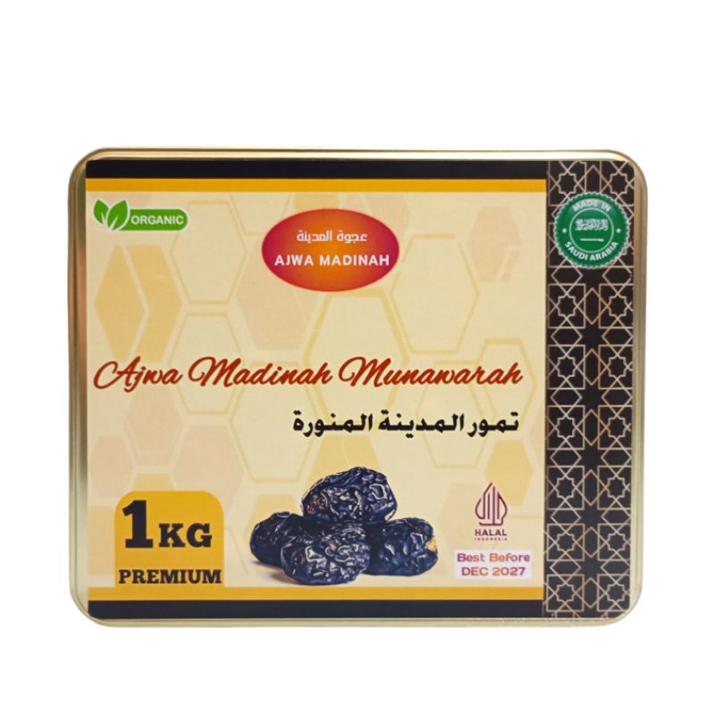 

Kurma Ajwa Madinah Premium ORGANIC Semi Jumbo Kemasan Kaleng 1kg