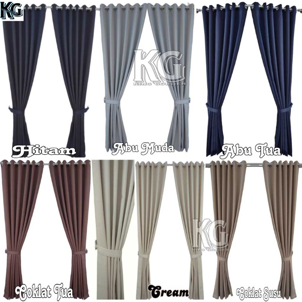 Tirai gorden jendela polos blackout Hitam Polos