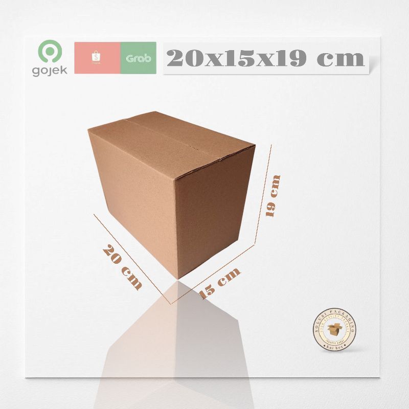 

kardus ukuran 20x15x19 cm box singel wall polos ST