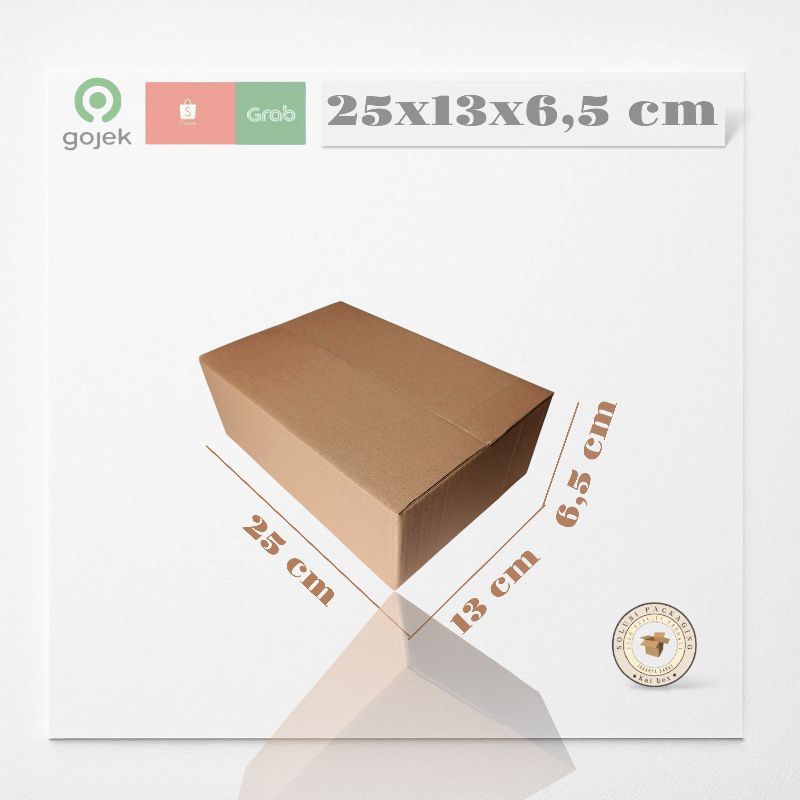 

kardus ukuran 25x13x6,5 m box singel wall polos ST