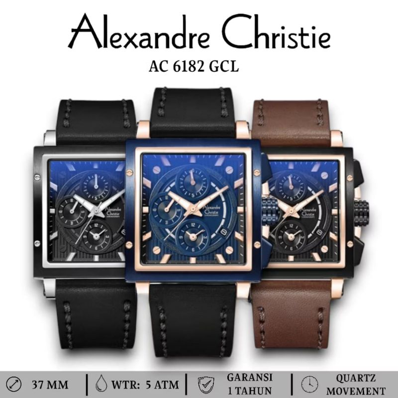 Jam Tangan Pria Alexandre Christie AC6182 AC 6182 Kulit Leather Original
