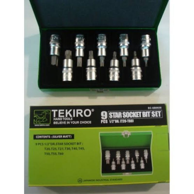 Kunci sock L Bintang Set 9 Pcs 1/2" DR TEKIRO (TE-4102)