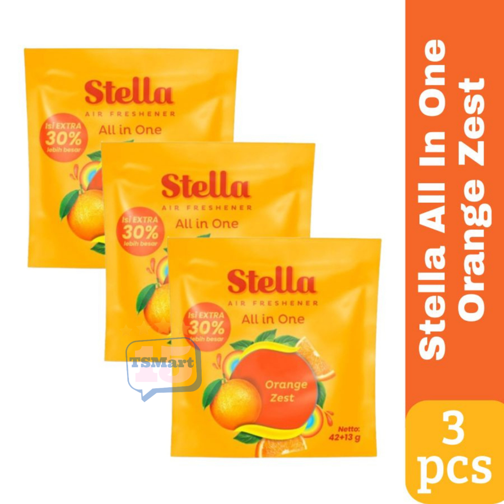 Stella All In One Gantung Orange Zest Isi 3 Pcs - Pengharum Gantung Serbaguna Aroma Jeruk