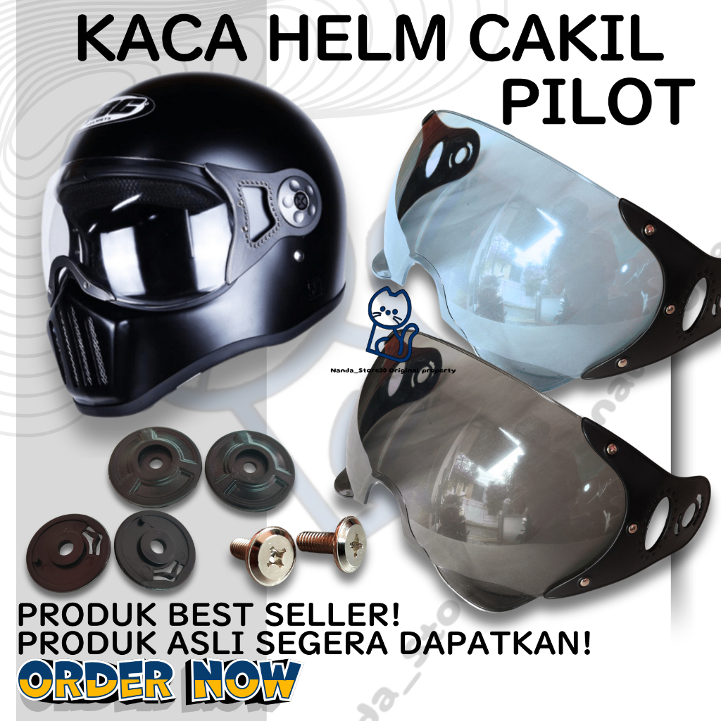Kaca Helm Cakil Pilot KACA HELM PILOT CAKIL RETRO KLASIK FULL FACE