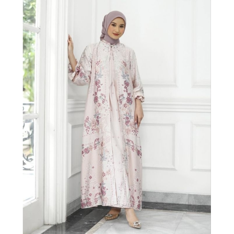 Fareha Nasrin Set Dress Blushpink Denim XS S M L XL XXL by Geulis.id Geulisid