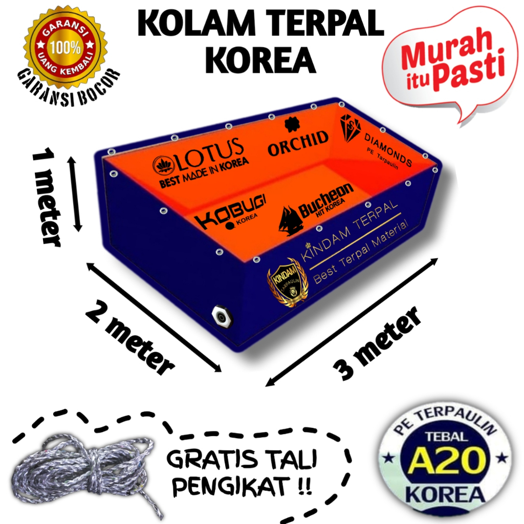 TERPAL KOLAM 3x2x1 A20 KOREA BERGARANSI MURAH | KOLAM TERPAL IKAN LELE, NILA, GURAME