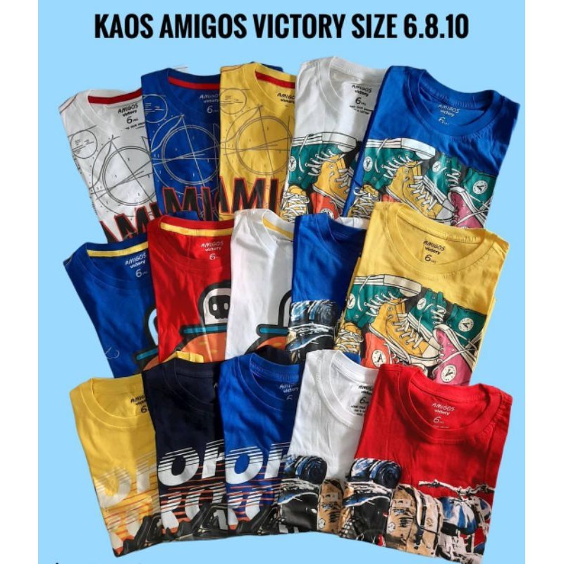 Kaos Oblong AMIGOS Victory Anak Mulai  4 tahun Ukuran 6/8/10