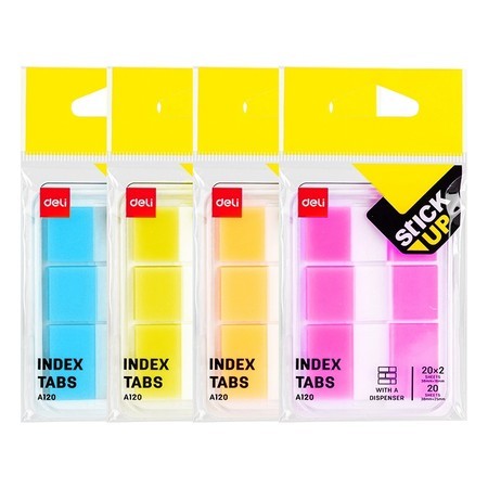 

STICKY NOTES - DELI - INDEX TABS - EA120 - 20X2 SHEETS 20 SHEETS