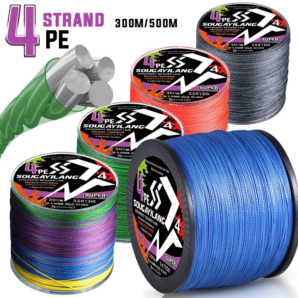 Senar PE Braided 300M 500M 4 Strands Kuat untuk Air Tawar dan Air Laut