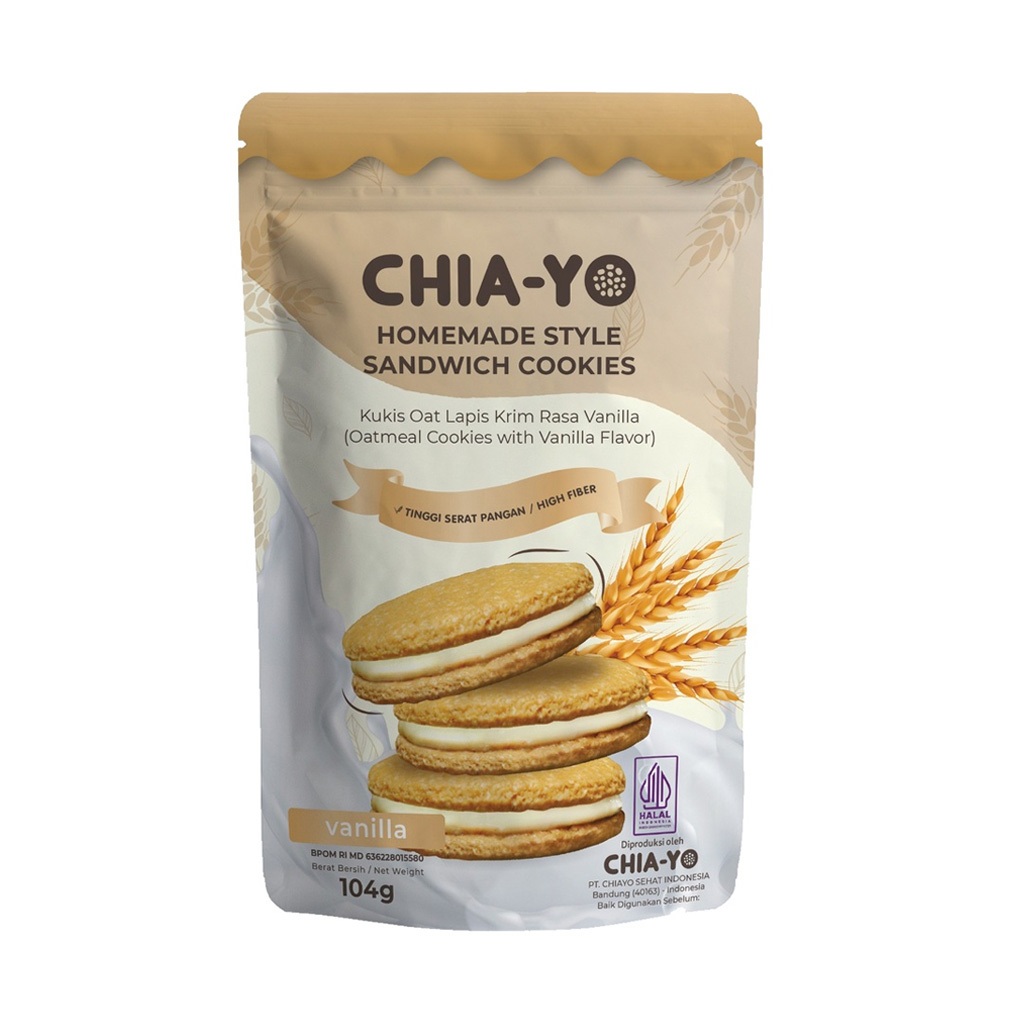 

Chia Yo Sandwich Cookies Vanilla / Cemilan Sehat 85 Gr