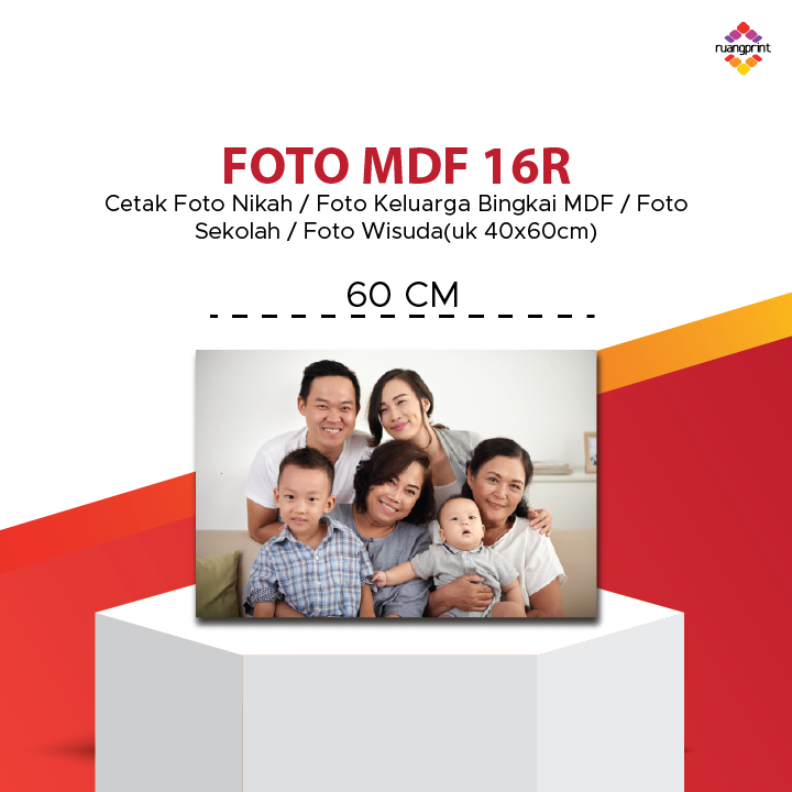Foto MDF 16R / Cetak Foto Nikah / Foto Keluarga Bingkai MDF / Foto Sekolah / Foto Wisuda(uk 40x60cm)