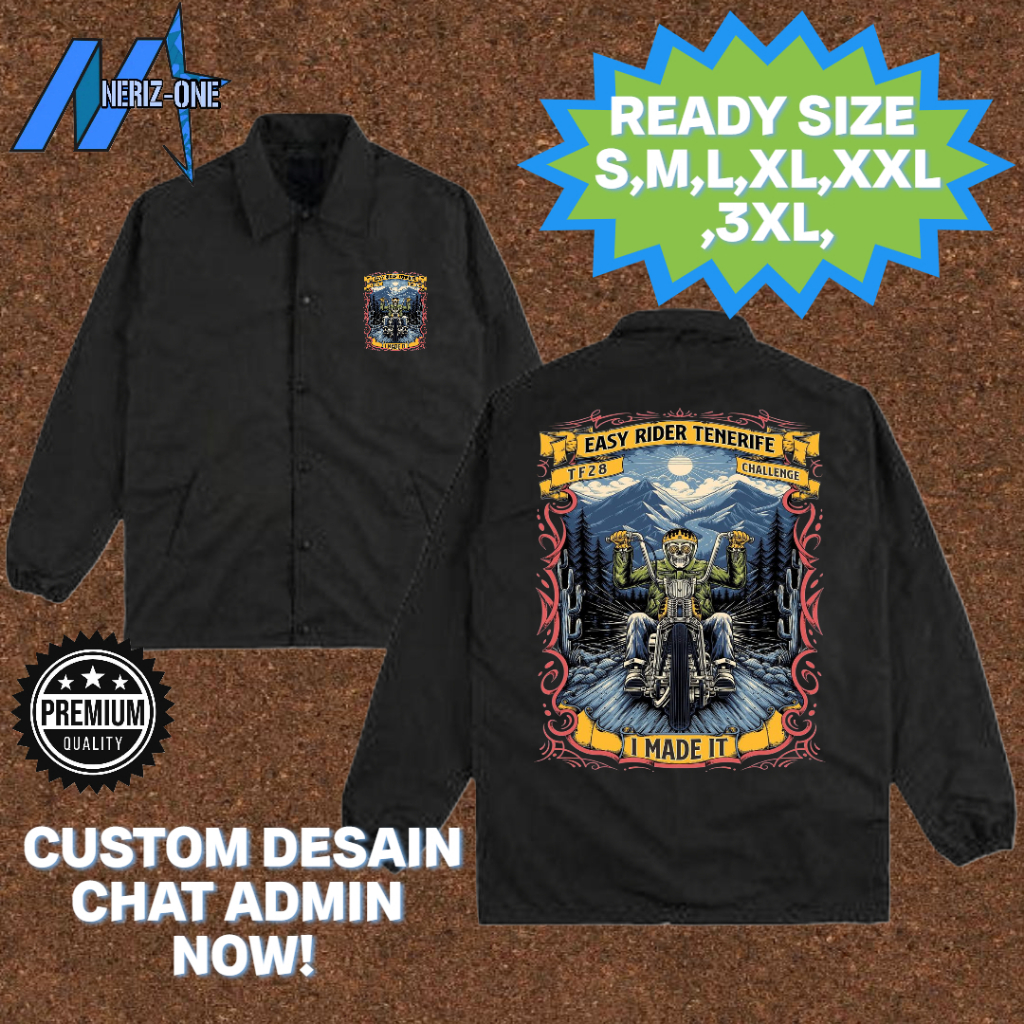 COACH JACKET PRIA DESAIN SABLON OTOMOTIF KEREN READY COACH JACKET SLETING DAN KANCING