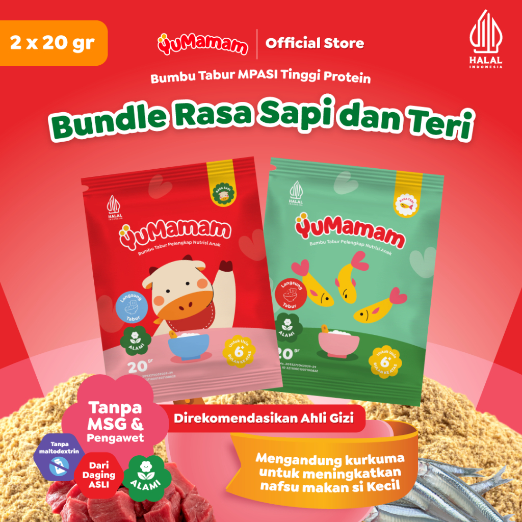 

YuMamam Bumbu Tabur MPASI | Bundle Isi 2 Rasa Sapi dan Teri